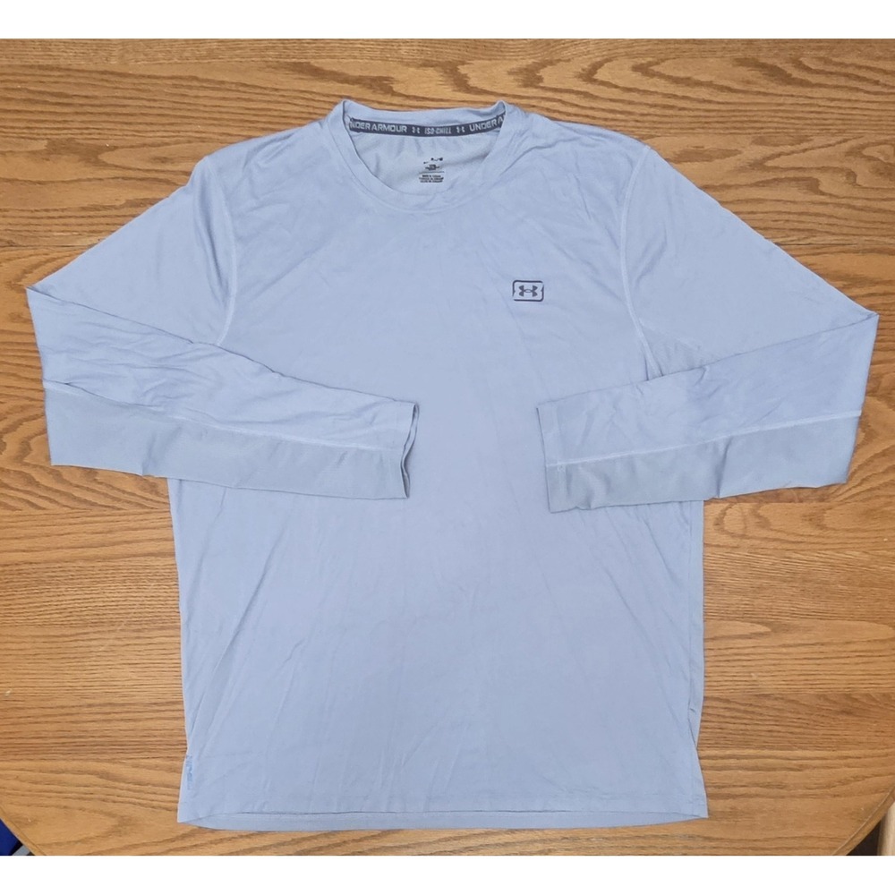 Under Armour Mens Iso Chill Compression Printed Long Sleeve Large Gray Fishing